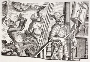 Christopher Columbus ombord på sit skib Santa Maria på sin første rejse til den nye verden, fra 